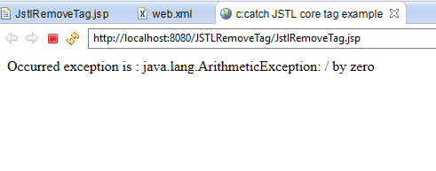 JSTL c:catch tag