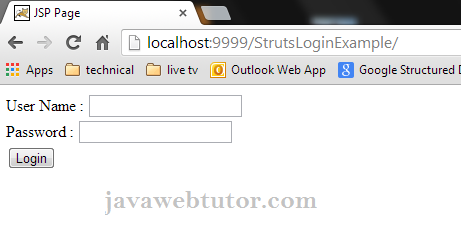 Login Form Example With Struts