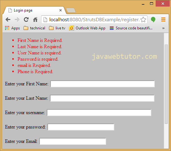 Struts database Application in Eclipse